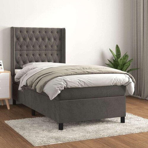Box spring krevet s madracem tamnosivi 80 x 200 cm bar&amp;scaron;unasti Slike
