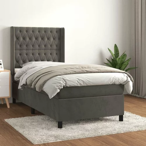 Box spring postelja z vzmetnico temno siva 80x200 cm žamet, (20790585)