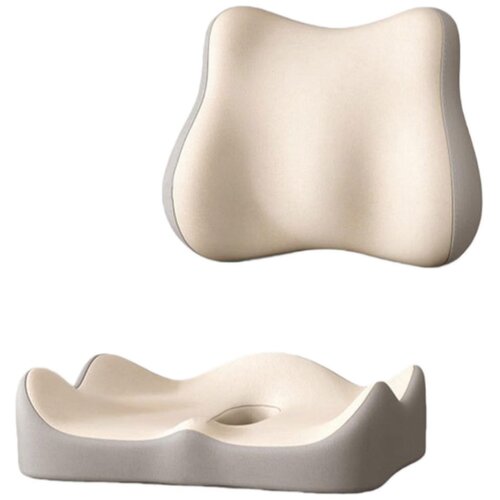 INF Komplet za sedežno blazino za razbremenitev pritiska in ledveno oporo - Ergonomična spominska pena za udobno sedenje Beige, (5000327000) Cene