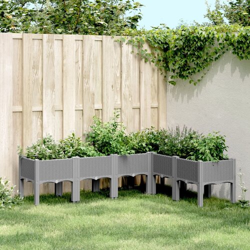 VidaXL Vrtna sadilica s nogama svjetlosiva 160 x 120 x 42 cm PP Slike