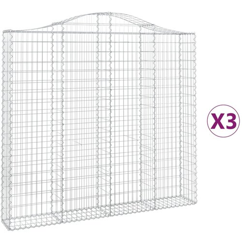 vidaXL Obokane gabion košare 3 kosi 200x30x180/200 cm pocinkano železo, (20798879) Cene