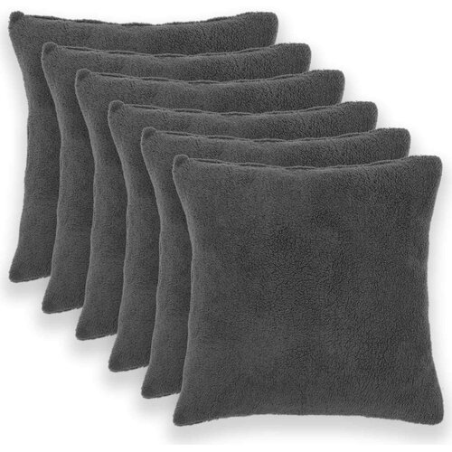  Presvlaka za jastuk 6 pcs HEERLEN Tamnosiva 60 x 60 cm Bouclé Cene