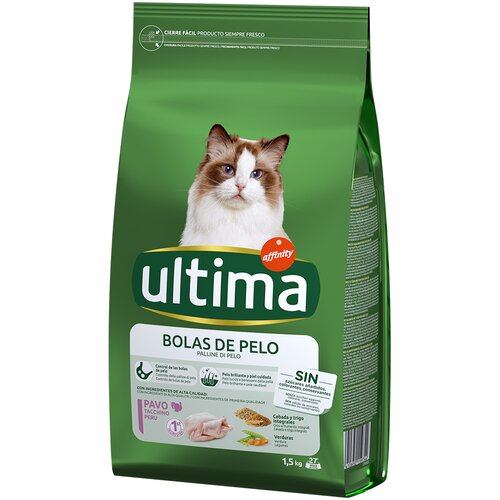  Ultima Cat Hairball - puran & riž  - 4,5 kg (3 x 1,5 kg) Cijene