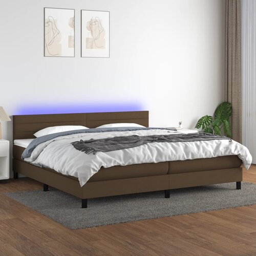 Krevet box spring s madracem LED tamnosmeđi 200x200 cm tkanina Cene