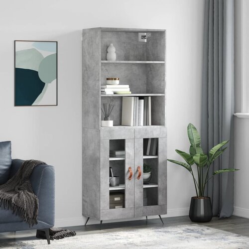 The Living Store Visoka komoda betonsko siva 69,5x34x180 cm inženirski les - Visoka Omara, (21436108) Cene