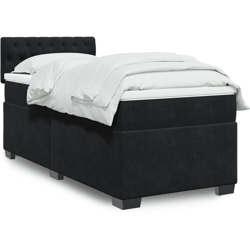 vidaXL Box spring postelja z vzmetnico črna 90x200 cm žamet Cene