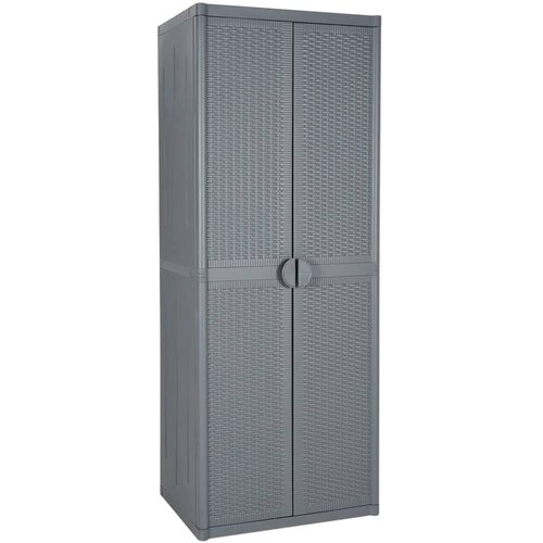 vidaXL Vrtna omara siva 65x45x172 cm PP ratan Cene