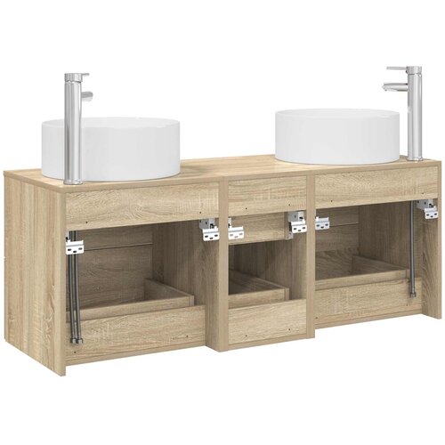  Set namje&amp;scaron;taja za kupaonicu 3 kom. Hrast sonoma Smeđa 49,5 x 44,5 x 65,5 cm Slike