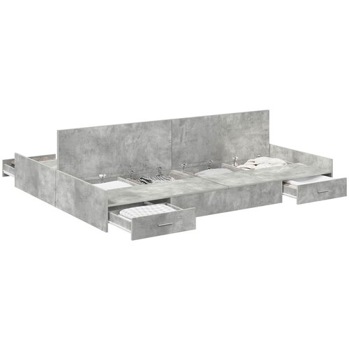  Krevet s ladicama Betonski sivi 160 x 200 cm Konstruirano drvo Slike