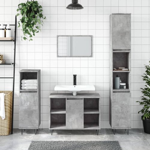 The Living Store Kopalniška omarica betonsko siva 80x33x60 cm inženirski les - Kopalniška Omarica, (21436614) Cene