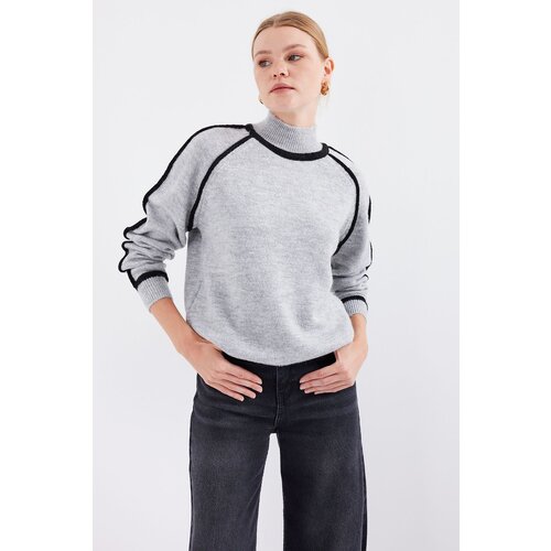 Bigdart 15879 striped oversize knitwear sweater - gray Slike