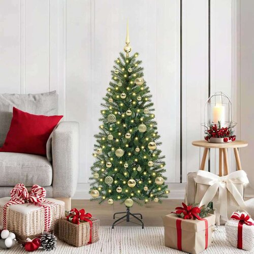 vidaXL Umestno božično drevo med 150 LED Zelena 120 cm PE in PVC Cene