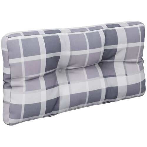 Jastuci za palete 2 kom sivi karirani od tkanine &amp;Scaron;arena 80 x 80 x 12 cm Slike