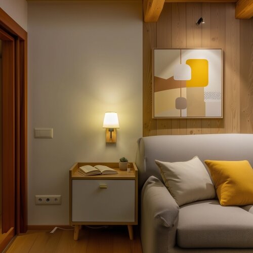  Brilagi - Zidna lampa NUBILA WOOD 1xE27/25W/230V hrast/krem Slike