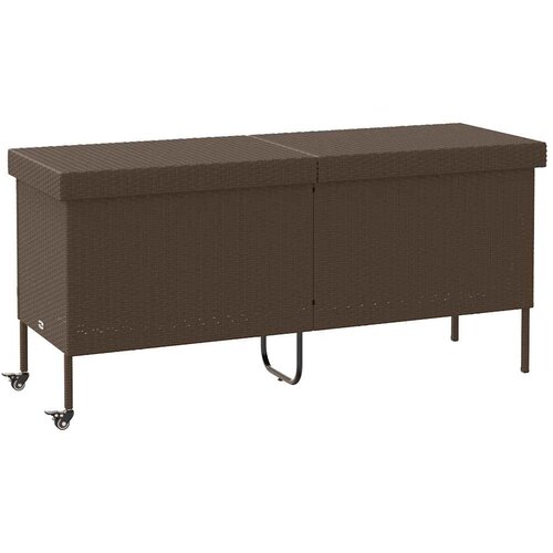 vidaXL Vrtna kutija za pohranu s kotačima smeđa 160x55x75 cm poliratan Cijene