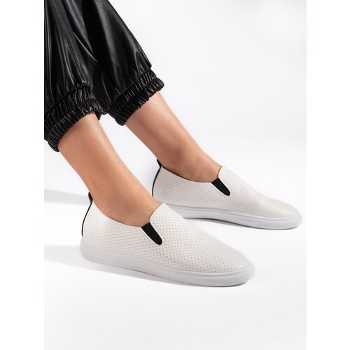 Shelvt Openwork sneakers slip on white and black Cene