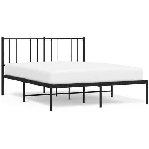 Maison Chic Kovinski Posteljni okvir - Dvoposteljna postelja - Zakonska postelja z vzglavjem črn 140x200 cm, (21693275) Slike