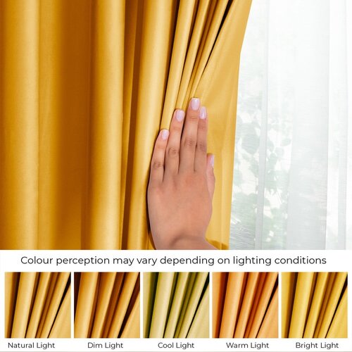 Restilo Žuta zavjesa za djelomično zamračenje od samta 140x270 cm Pleat &amp;ndash; Slike