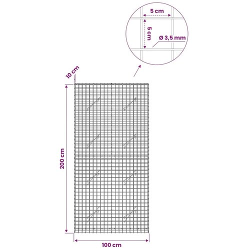  Gabion s žicom debljine 3 5 mm i mrežom 5x5 cm 100x10x200 cm - 10 cm 200 cm 100 cm Slike