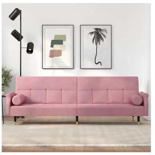  Raztegljiv kavč z blazinami roza žamet