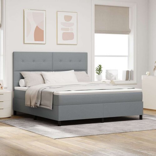 Box spring krevet s madracem svijetlosiva super king tkanina Slike