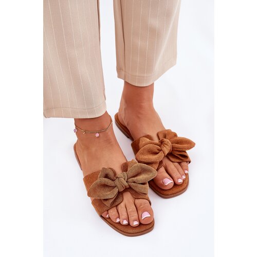 Boto Flat Women's Sliders With Bow Camel Tobin Cene