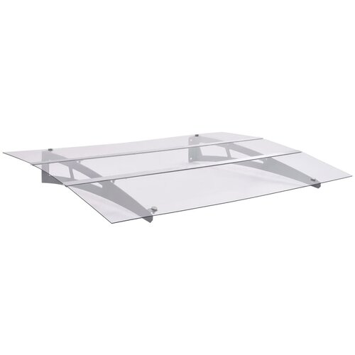 vidaXL Nadstrešek za vrata srebrn in prozoren 150x90 cm PET Cene