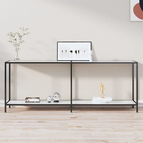 The Living Store Konzolna mizica bela 200x35x75,5 cm kaljeno steklo - Konzolna Mizica, (21835561) Cene