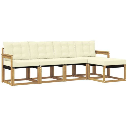 vidaXL Zunanja garnitura za sedenje z blazino 5 pcs Bela in krem, (5000280853) Cene