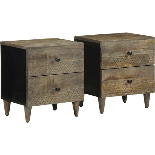 vidaXL Nočne omarice 2 kosa svetlo siva 40x33x46 cm masivni les Mango Cene