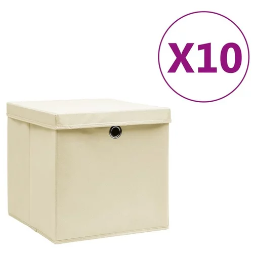  Škatle s pokrovi 10 kosov 28x28x28 cm krem