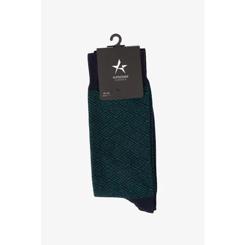 ALTINYILDIZ CLASSICS Men's Navy Blue-Green Patterned Bamboo Cleat Socks