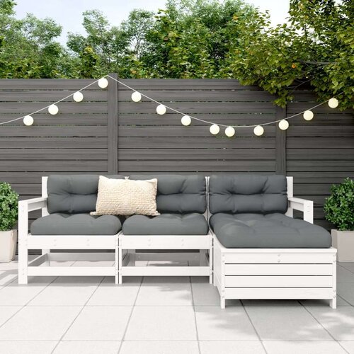VidaXL 4-dijelni set vrtnih sofa od masivne borovine bijeli Slike