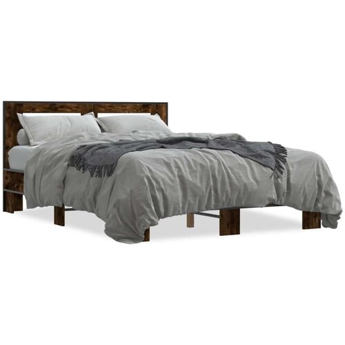  Okvir za krevet boja hrasta 135x190cm konstruirano drvo i metal Slike