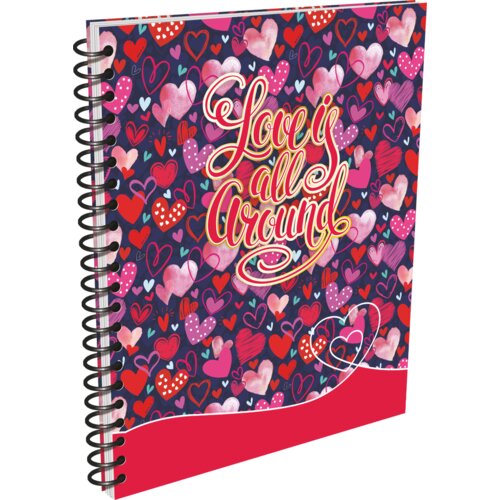 Optimum Sveska sa spiralom meki povez karo 300 g/m2 A4/50 Love Is All Around Slike