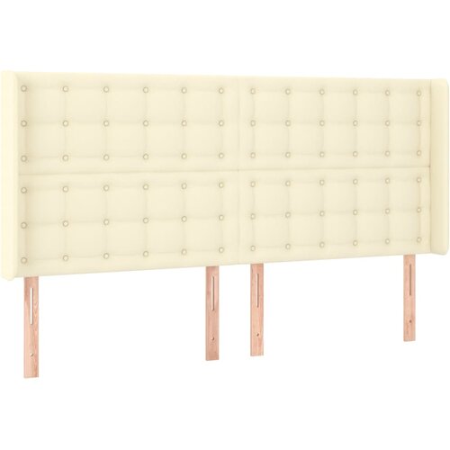  LED uzglavlje krem 163 x 16 x 118/128 cm od umjetne kože Slike
