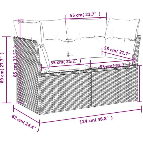  11-dijelni set vrtnih sofa od poliratana s jastucima sivi Slike