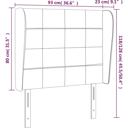  Uzglavlje s u&amp;scaron;ima tamnosivo 93x23x118/128 cm od tkanine Slike