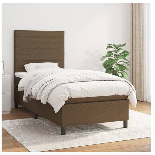  Box spring postelja z vzmetnico temno rjava 100x200 cm blago Cene