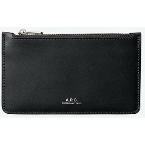 A.P.C. Usnjena denarnica črna barva
