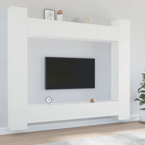 vidaXL 8-dijelni set TV ormarića bijeliod konstruiranog drva