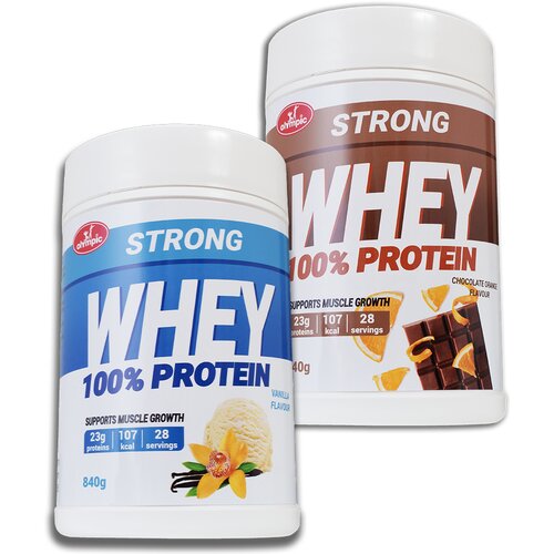 Olympic Whey Protein Strong, Vanila i Čoko-oranž, 840 g, 2 komada Cene