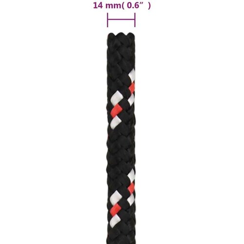 VidaXL Brodski konop crni 14 mm 100 m od polipropilena Slike