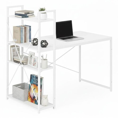 ModernHome uredski stol 120 &amp;times; 60 cm s policom i 3 police &amp;ndash; bijeli Slike