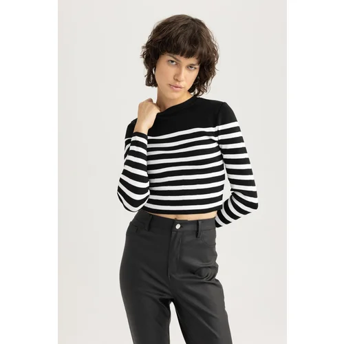 Defacto Slim Fit Striped Crew Neck Sweater