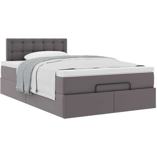 VidaXL otomanski okvir kreveta s madraca sivi 120x190cm umjetne kože Slike