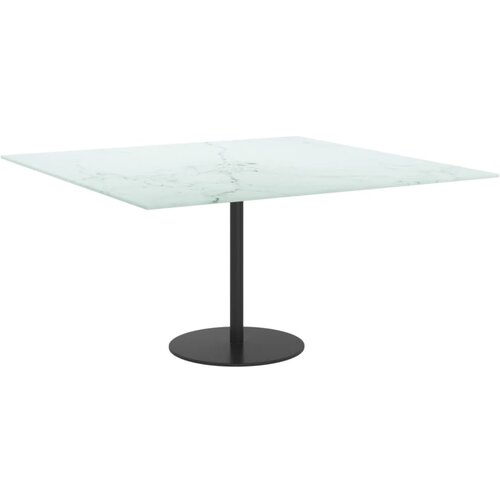 Stolna ploča bijela 80x80 cm 6 mm staklena s mramornim uzorkom Slike