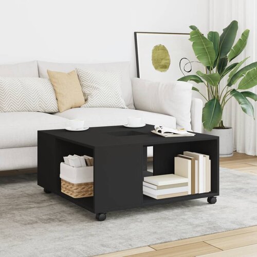 vidaXL Klubska mizica črno 80x80x40 cm inženirski les Cene