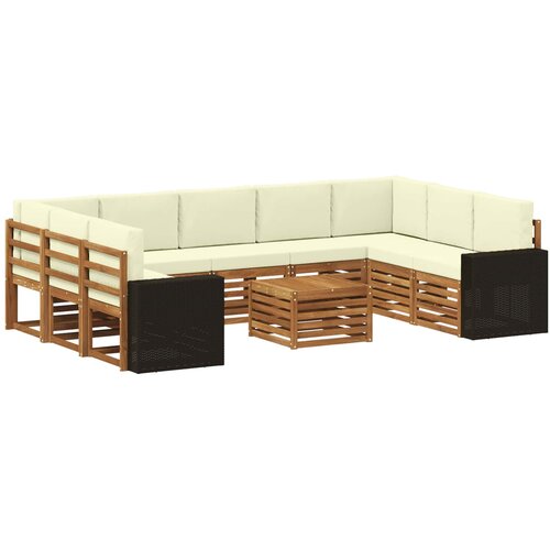 vidaXL Sedežne garniture 10 pcs Naravna in smetana Masiven les akacije, (5000283569) Cene