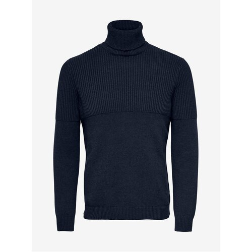 Only Dark Blue Men's Ribbed Turtleneck & SONS Al - Men Slike